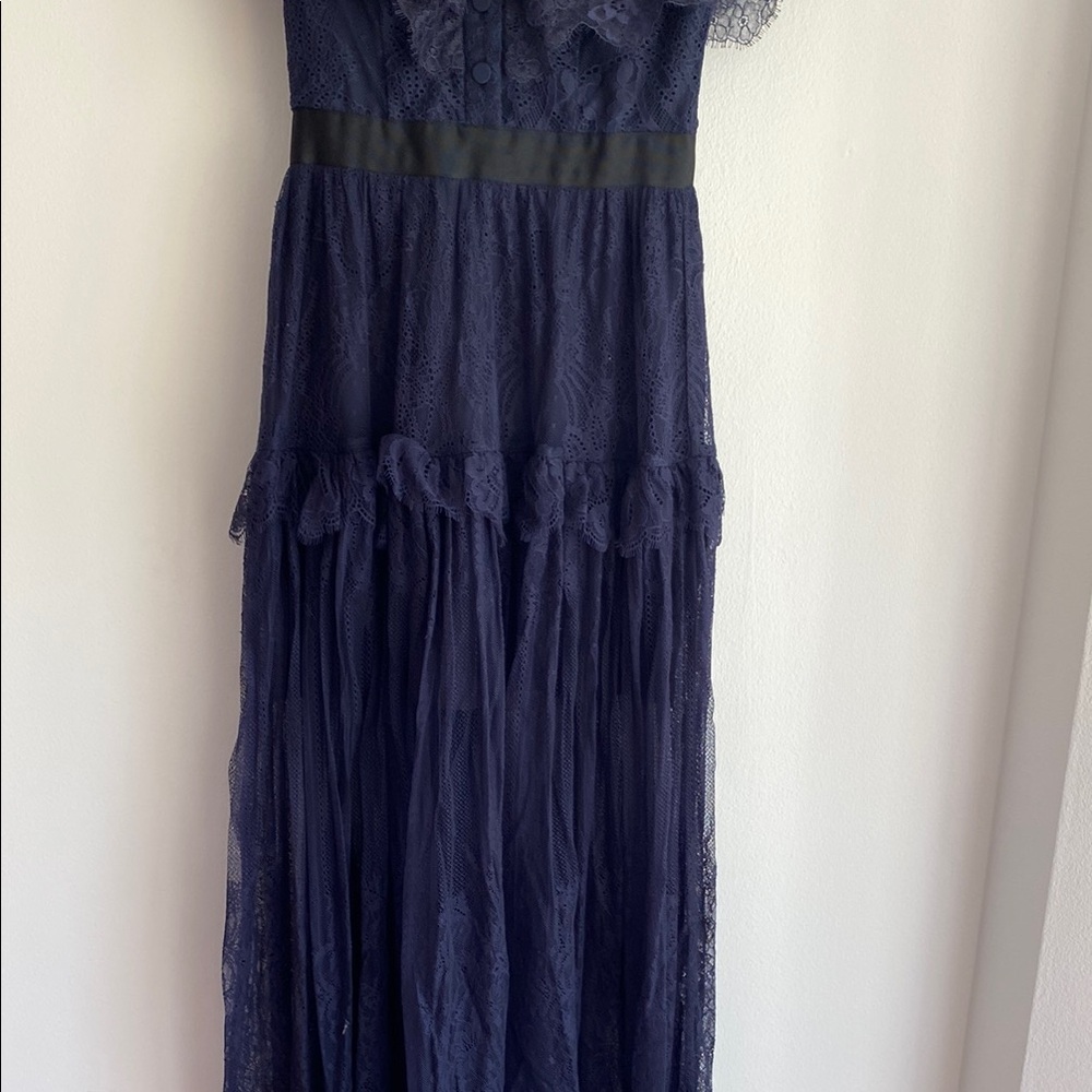 Self-Portrait Navy Strapless Lace Dress - Picture 6 of 10